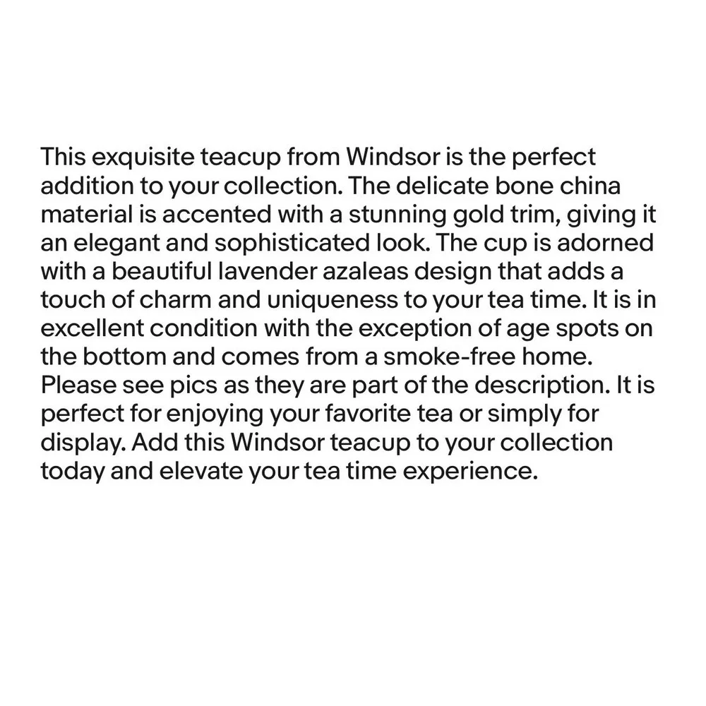 Windsor‎ Lavender Azaleas Gold Trim Bone China Teacup